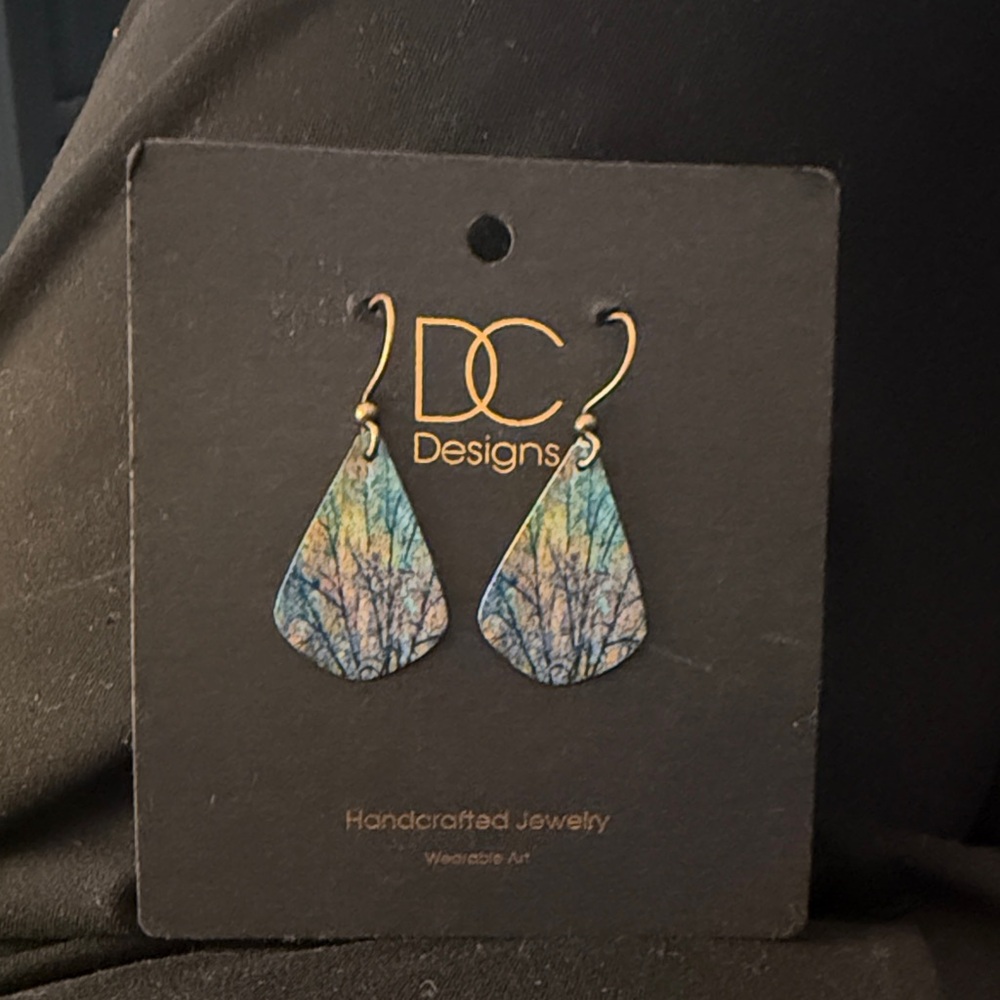 Blue and Gold Teardrop Earrings